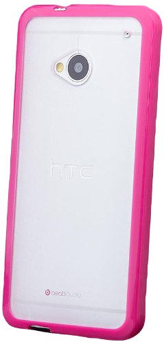 iCues | Compatible with HTC One M7 | TPU Rubber Gel Soft Silicone Bumper Case Matt Back Pink |[Screen Protector Included] Cover Shell Shookproof