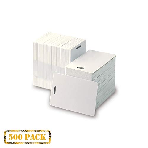 Pack of 500 White CR80 PVC Cards with Slot Punch on Short Side | 30 mil by easyIDea