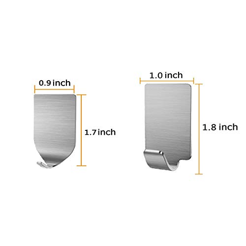Adhesive Hooks, 32-Pack Heavy Duty Wall Hooks Stainless Steel Waterproof Hangers for Kitchen, Bathroom, Bags, Towel, Coat, Keys, Robe, Home, Offices (16 Small + 16 Big) - Thumbnail 3