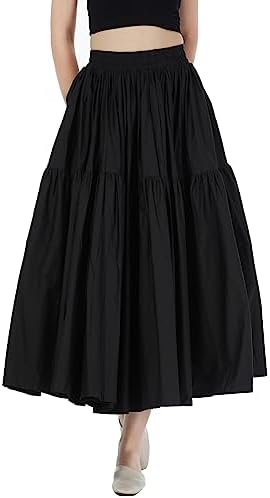 GOLDSTITCH Women's High Waist Pleated Skirt A line Swing Midi