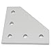 Aluminum 90 Degree L 5 Hole Joining Plate for 20mm Aluminum Extrusion (Pack of 10)