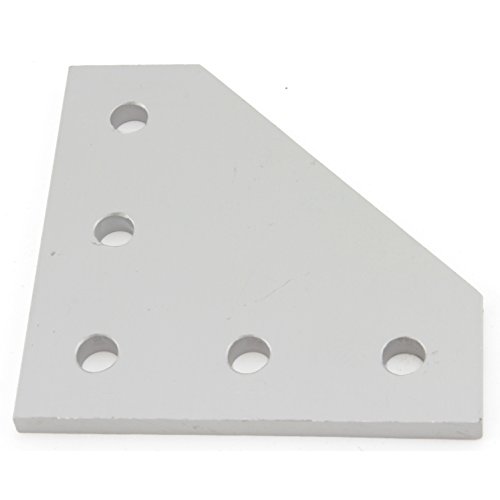 Aluminum 90 Degree L 5 Hole Joining Plate for 20mm Aluminum Extrusion (Pack of 25)