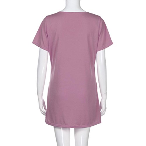 Women Summer Dress,Todaies Womens Choker V Neck Dress Long Top T-shirt Casual Party Mini Dress Blouse (M, Purple)