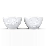 TASSEN Small Porcelain Bowl Set No. 2, Happy & Oh Please, 3.3 oz. White (Set of 2 Bowls)