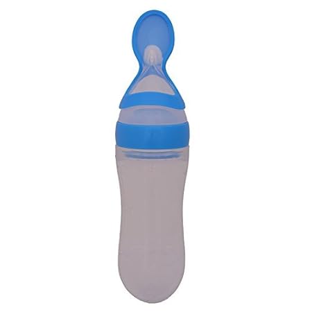baby bottle with spoon attached