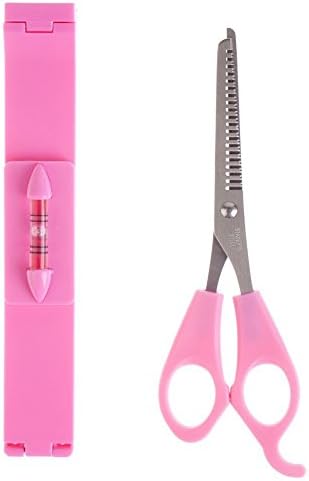 Hair Cutting DIY Set, Hibeauty Simply Pink Level Measurer Clip and Scissor for Trim Bang Fringe