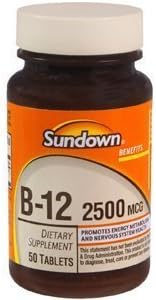 SUN DOWN VITAMIN-B12 2500MCG 50Tablets by REXALL SUNDOWN *****