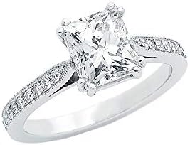 Jewels Etc 2.25 Ctw 14K White Gold Moissanite Diamond Engagement Ring H-1 Princess Cut Moissanite Diamond Size J K L M N O P Q R S T