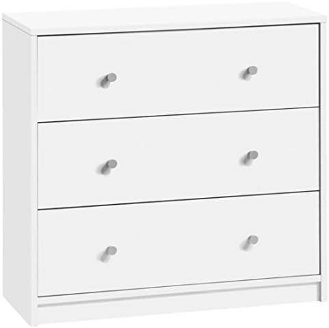 Storage Wood Dresser - Can Add an Elegant and Stylish Touch in Any Room - It Has Three Drawers with Metal Glides for Smooth Gliding - Satisfaction Guarantee! (White)
