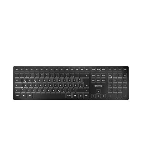 CHERRY KW 9100 Slim, Kabellose Tastatur, Deutsch QWERTZ, Schwarz-Grau