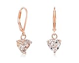 Buyless Fashion Hypoallergenic Surgical Steel Leverback Rose Gold Earring with Dangle CZ Stud- EDGRSGHRT