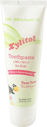 Branam Oral Health Xylitol Toothpaste for Kids, Yum Yum Bubblegum, 4.2 oz (Pack of 2)