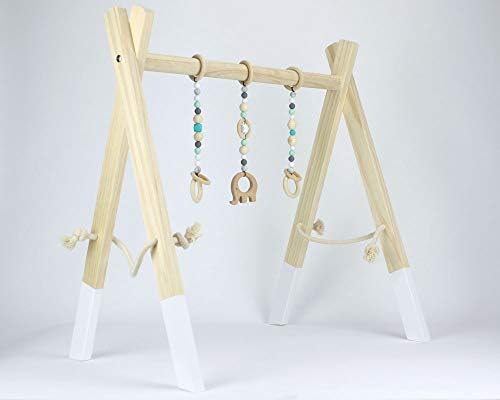 Play & Learn Wooden Baby Gym White Frame (Turquoise)