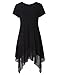 AMZ PLUS Womens Plus Size Short Sleeve Spliced Asymmetrical Tunic Top Black 2XL
