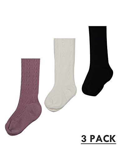 Baby Toddler Girls Tights 3 Pack Knit Cotton Dance Leggings Pants for Infant Girl Stockings (style E thin twist, 2-4 year)