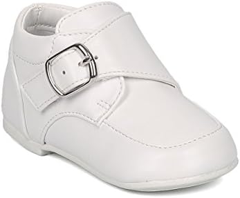 Auston Boys Leatherette Uniform Shoe - (Infant Boy/Toddler Boy) - Buckle Velcro Loafer - GH27 White (Size: Infant 2)