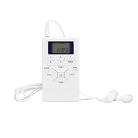 FM Pocket Radio, ALLOMN Portable FM Transistor Radio Digital Tuning Stereo Radio with Battery Operated, LCD Display and Earphone for Walking (White)