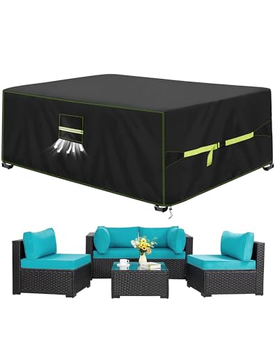 VDISRR Abdeckung Gartenmöbel Winterfest, 420D Oxford Abdeckplane Gartenmöbel 200x160x74cm, Abdeckhaube Tischabdeckung mit Belüftungsöffnungen Wasserdi