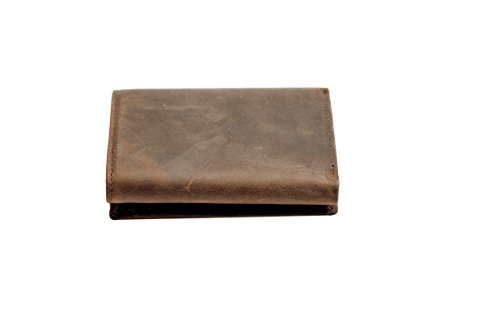 Stealth Mode Trifold RFID Blocking Brown Leather Wallet for Men