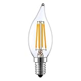 Lucero Decorative LED Filament Light Bulb - C32 Bent Flame Tip - 4W (40 Watt Incandescent Equivalent) - E12 Candelabra Base Screw - Dimmable UL Listed