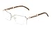 Executive Half Rim Rectangular Metal & Wood Eyeglasses/Clear Lens Sunglasses - Frames (Rose Gold & Light Brown Wood, Clear)