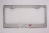 Fit Fiat 500X Chrome License Plate Frame with Cap (Stainless Steel)