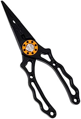 MYGYSJK Portable, Durable, Easy to Use Aluminium Alloy Fishing Lure Plier Split Ring Cutter Scissor with Sheath Lanyard - Black