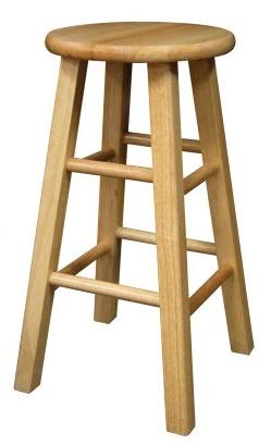 BOIS ART Wood 24-Inch Square Leg Barstool with Natural Finish