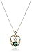 14k Yellow Gold Created Emerald and Diamond Claddagh Pendant Necklace