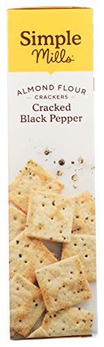 SIMPLE MILLS ALMOND FLOUR CRACKERS, BLACK CRACKED PEPPER, GLUTEN FREE, FLAX SEED, SUNFLOWER SEEDS, CORN FREE, GOOD FOR SNACKS, MADE WITH WHOLE FOODS, (PACKAGING MAY VARY)