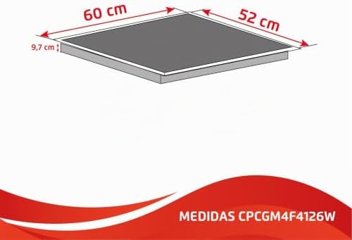 Corberó - Placa Gas Cristal LUX | CPCGM4F4126W | 4 Zonas | Potencia 8.05kW | Autoencendido | Zona WOK | Capa protección Clean + | Desconexión Automática | Cristal Blanco