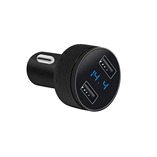 Car Charger, XINBAOHONG Fast Charge Metal Dual USB 4.8A Car Adapter LED Display Car Voltage Detector Flush Fit for Phone PC and More (Black-B) - Thumbnail 6