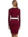 ANGVNS Women Long Sleeve Pencil Dress Bodycon Solid Slim Party Banquet Knee Dress