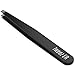 Tweez ER Professional Stainless Steel Slant Tip Tweezers for Eyebrow Grooming & Precision Hair Removal, Compact Black Style with Protective Case
