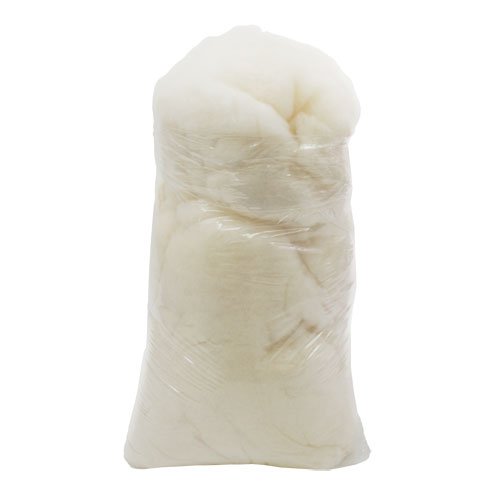 Carded carbonized felting wool - 1 lb bag, white