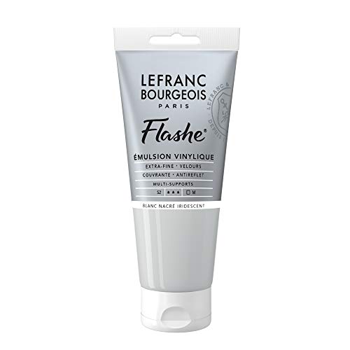 Lefranc Bourgeois Flashe, Extra-Fine Acrylic Vinyl Emulsion, Artists Quality, Pearl White Iridescent, 80ml Tube