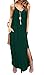 Kyerivs Women's Summer Dress Casual Loose Beach Cover Up Long Plain Print Cami Maxi Dresses with Pocket Dark Green M (10-12)