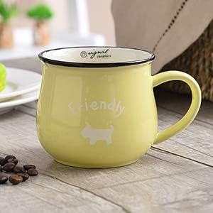 Ceramic Cup With Lid And Handle 350ML Best Soup Latte Ceramic Tea Coffee Mugs With Handle Porcelain Novelty Unique Personalized Funny Printed Cup Yellow