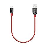 Anker Powerline+ Micro USB The Premium Durable Cable [Double Braided Nylon] for Samsung, Nexus, LG, Motorola, Android Smartphones and More (Red_1ft, 1ft)