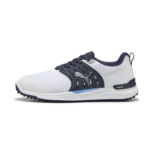 Puma Men's Ignite Elevate 2 Golf Shoes, Puma White-DEEP Navy, 9.5 at Amazon