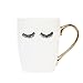 Eyelash Coffee Mug With Gold Handle Microwave Safe Wink Cup Eyelashes Lashes Gift Glam Makeup Face Mugs 16oz Large Mug Makeup Brush Holder