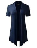 BILY Women's Classic Open Front Short-Sleeve Drape Cardigan Navy XXX-Large