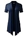 B.I.L.Y BILY Women's Classic Asymmetrical Front Short-Sleeve Drape Cardigan Navy XXX-Large