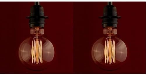 William & Watson Edison Vintage Large Globe Squirrel Cage Dimmable Light Bulb, 40W Amber Old Fashioned Retro E27 Screw Fitting Lamp (Globe Large (G95)) (Pack of 2)