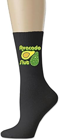 GREe Avocado Slut Unisex Cotton Socks Funny Crew Dress Socks Black
