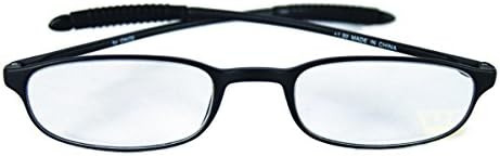 ONOS Rhino Flexible Reading Glasses with +1.50 Add Power, Black Frame/Clear Lens