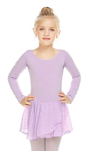 Zaclotre Girls Long Sleeve Dance Dress Glitter Ballet Skirted Leotard