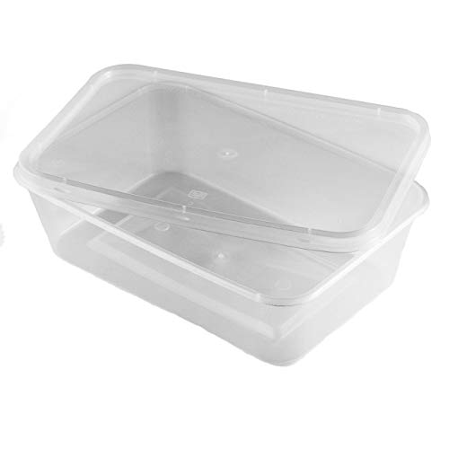 Thali Outlet - 50 x Rectangular 500ml Microwave Clear Re-usable Food Containers Freezing Takeaway Hot Cold Foods