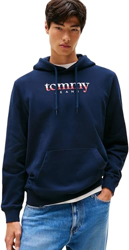 Tommy Jeans Sweat à Capuche Homme Regular Fit, Bleu (Dark Night Navy), XS