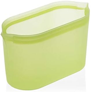 Silicon Bag Reusable Food Storage Dish Leakproof Containers Stand Up Stay Open Zip Shut Storage Bag (Set, Green)